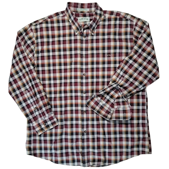 Orvis Button Down Shirt Men’s XL Blue Red Plaid 100% Cotton Classic Fit - Picture 9 of 9